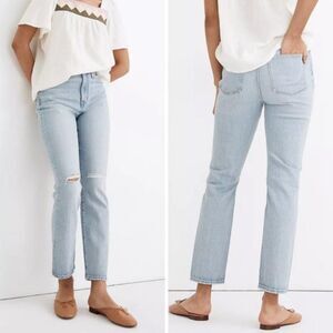 NEW Madewell The High-Rise Slim Crop Boyjean in Dumas Wash:‎ Ripped Edition, 27